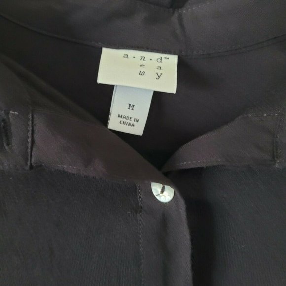 Andeawy Women’s Medium Shell Button Up Long Sleeve Blouse Black - Picture 4 of 6